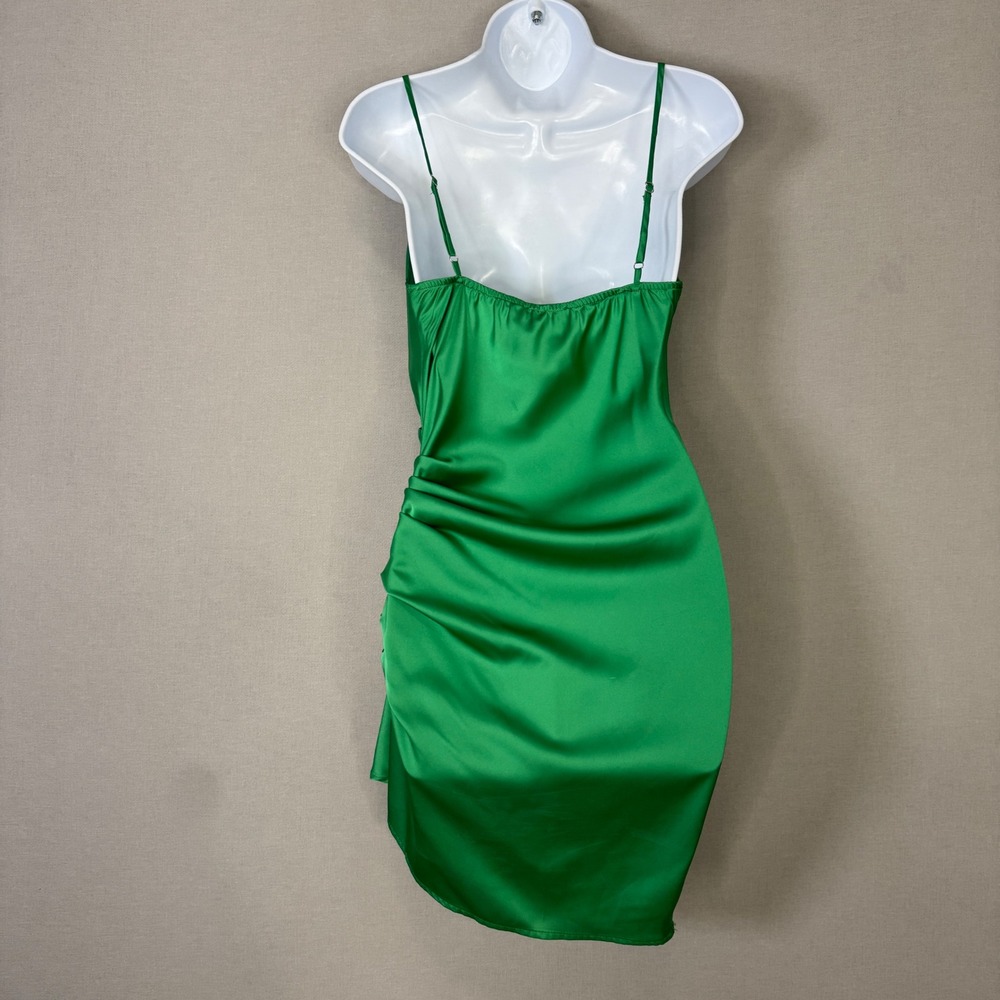 Aniye By Jabot Dress Womens IT40 Green Satin‎ Draped Mini Coquette Euro Summer - Picture 6 of 14